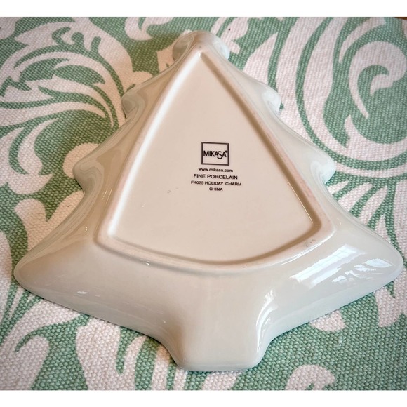 Mikasa Holiday Elegance Porcelain Holiday Tree-Shaped Christmas Candy Dish - Picture 5 of 7